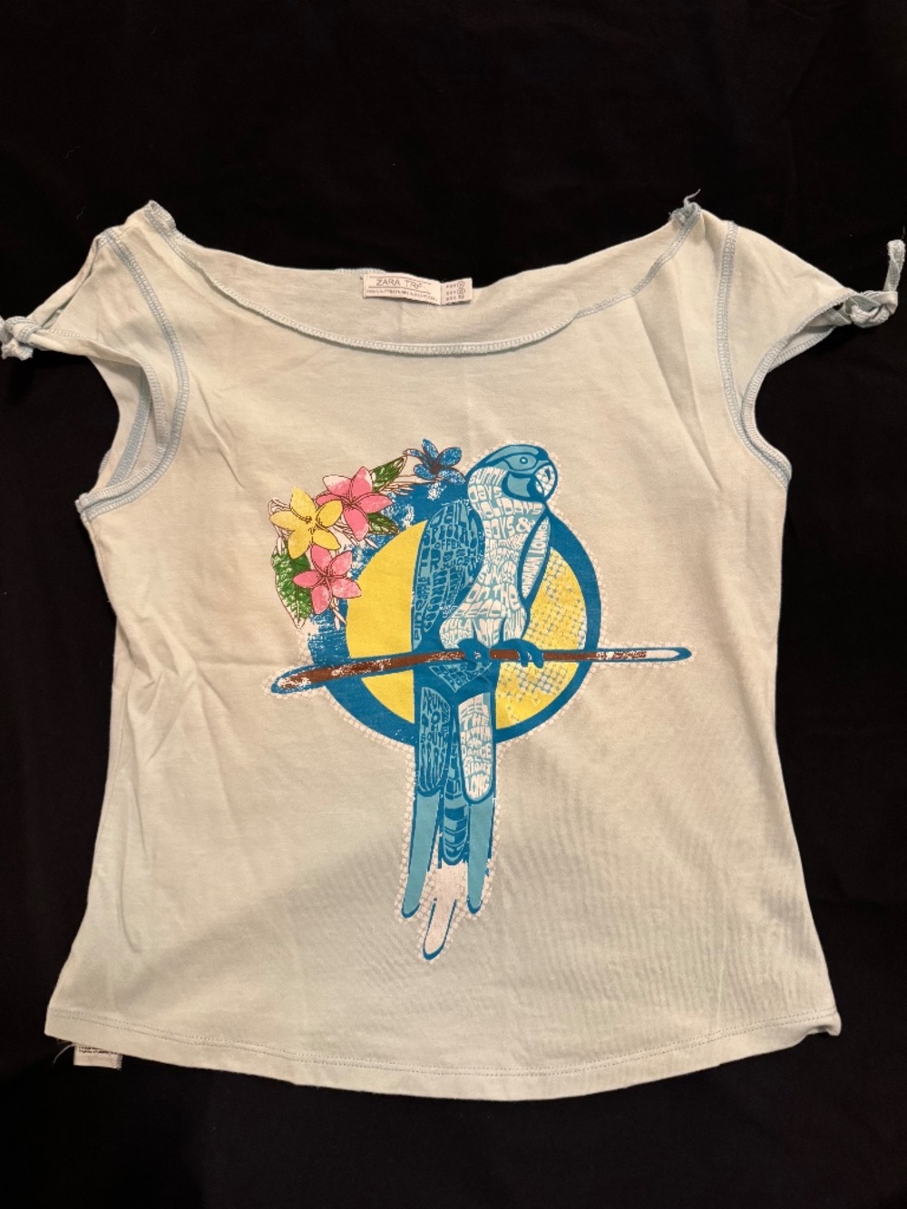 Zara Parrot Summer tie-sleeve beach top